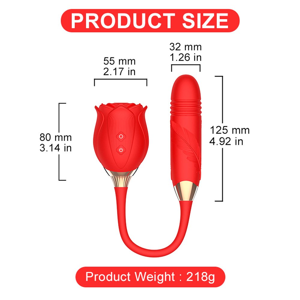 Pink suction toy with dildo for women, thrusting vibrator