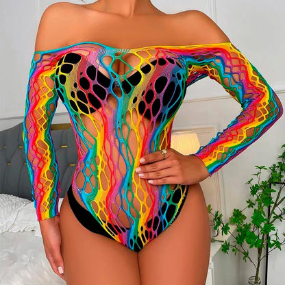 Rainbow Mesh in Bodysuit