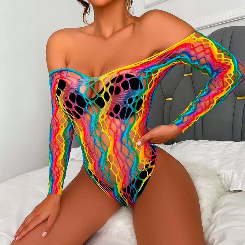 Rainbow Mesh in Bodysuit