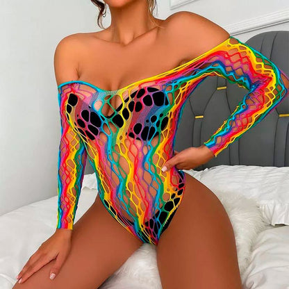 Rainbow Mesh in Bodysuit