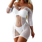 Vestido Malla Perlado Blanco 7888