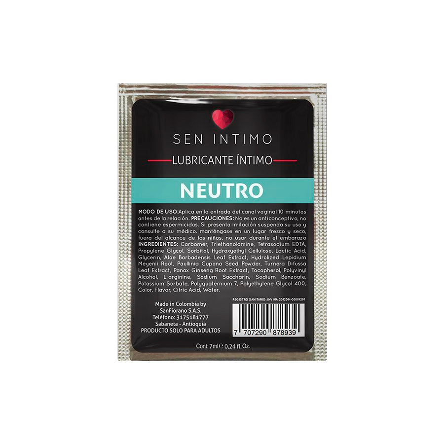 Neutral Lubricant Sachet X 7ml Sen Intimate