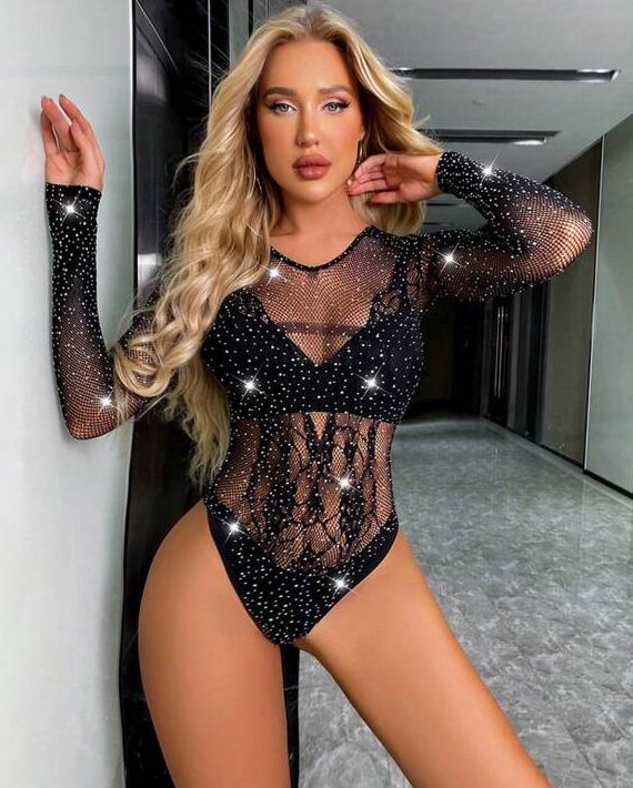 Long Sleeve Pearl Mesh Bodysuit 3