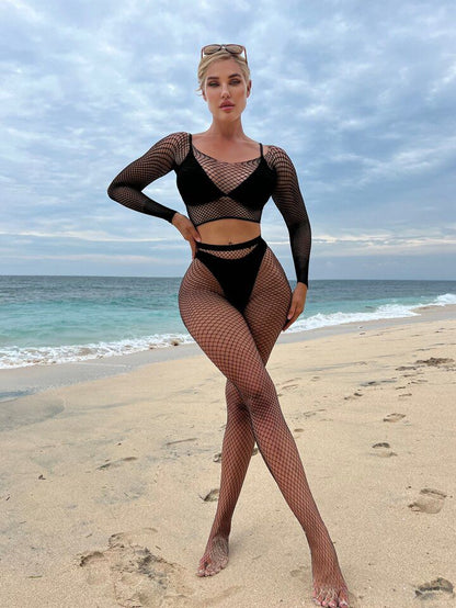 Black Long Sleeve Full Mesh