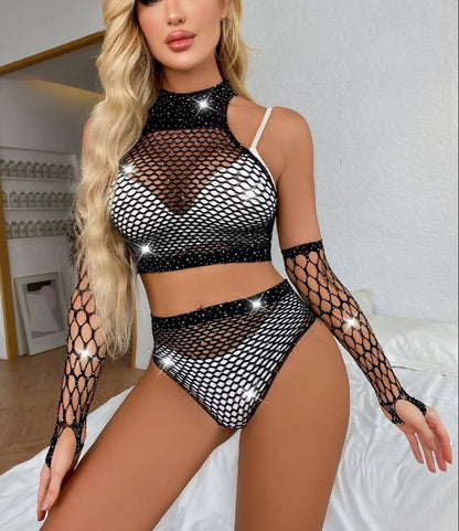 Three Piece Pearl Mesh