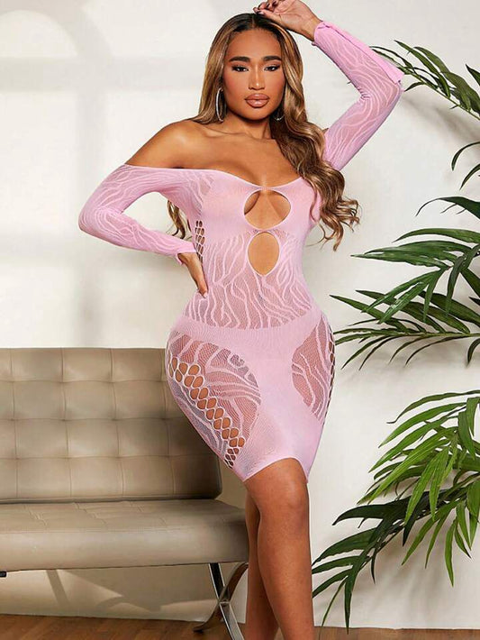 Mesh Black Long Sleeve Dress