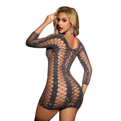 VESTIDO EN MALLA PERLADO