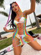 Vestido en Malla Arcoiris Sin Mangas