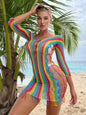 Rainbow Mesh Dress With Sleeves
