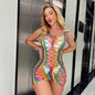 Sleeveless Rainbow Mesh Dress